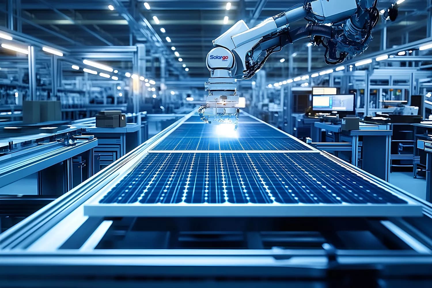 Automated Solargo solar panel production line